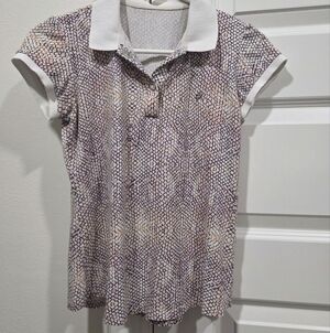 Calvin Klein Geometric Polo Shirt Vintage Style XS-Small Fitting